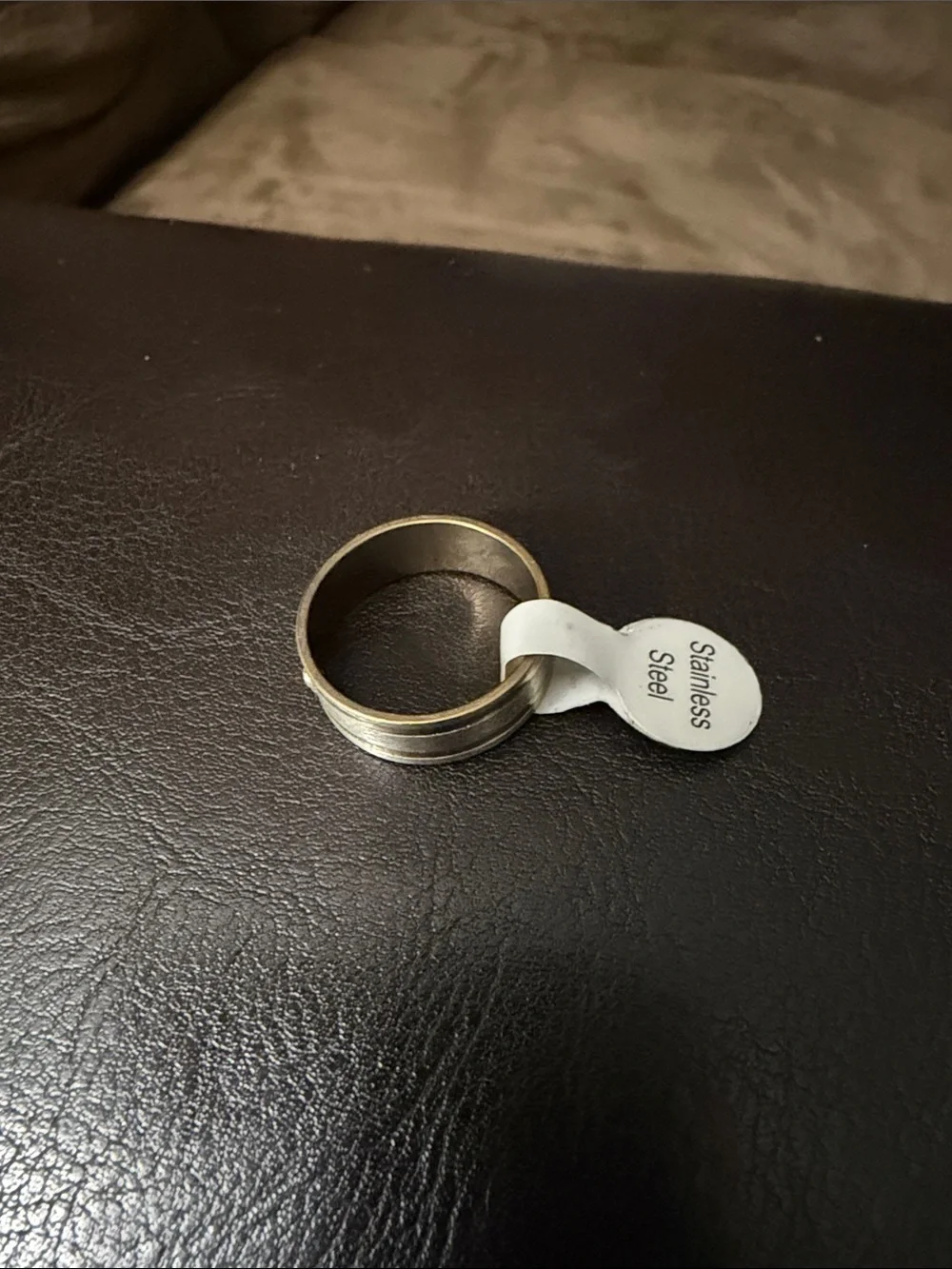 Stainless Steel Gold-Tone Men’s Band Ring